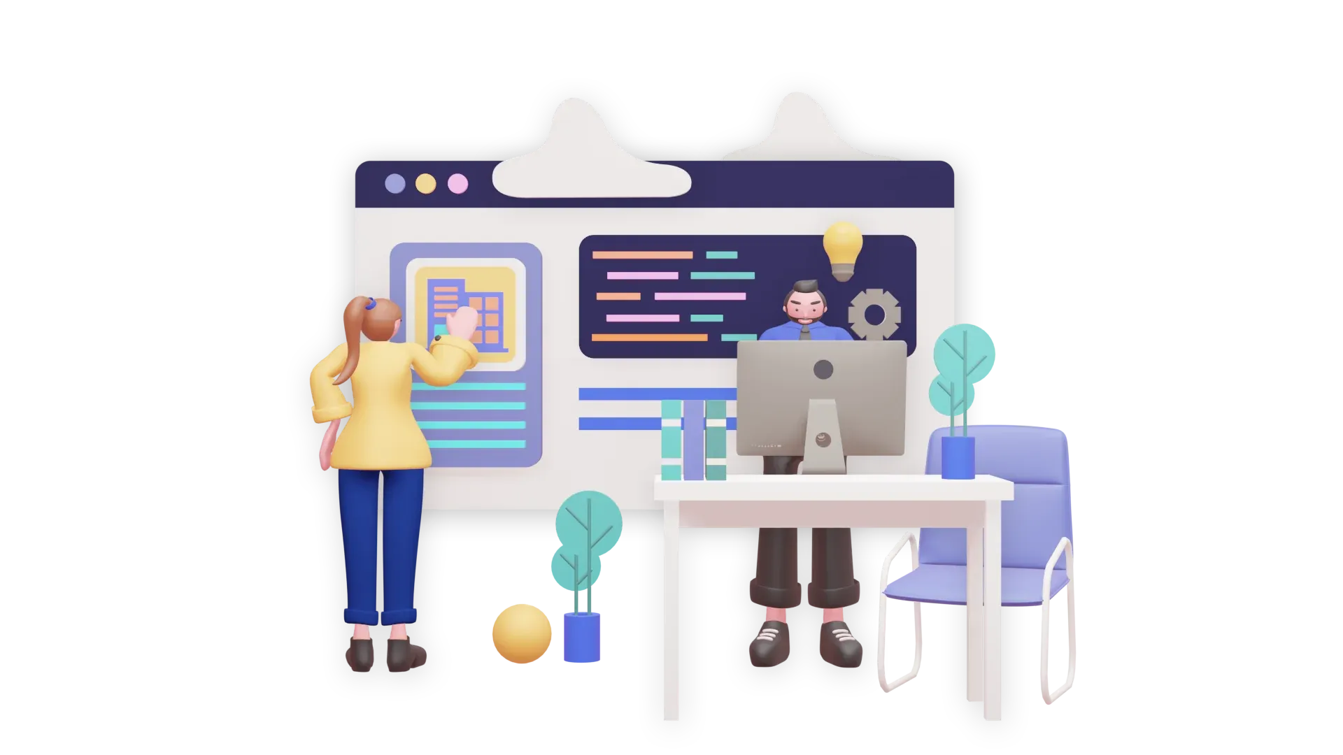 Visualización 3D de un sistema RAG procesando documentos